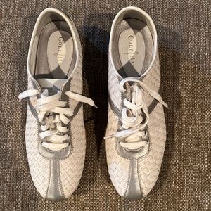Cole Haan Air Bria Woven White Sneaker Sz 9 White and Silver